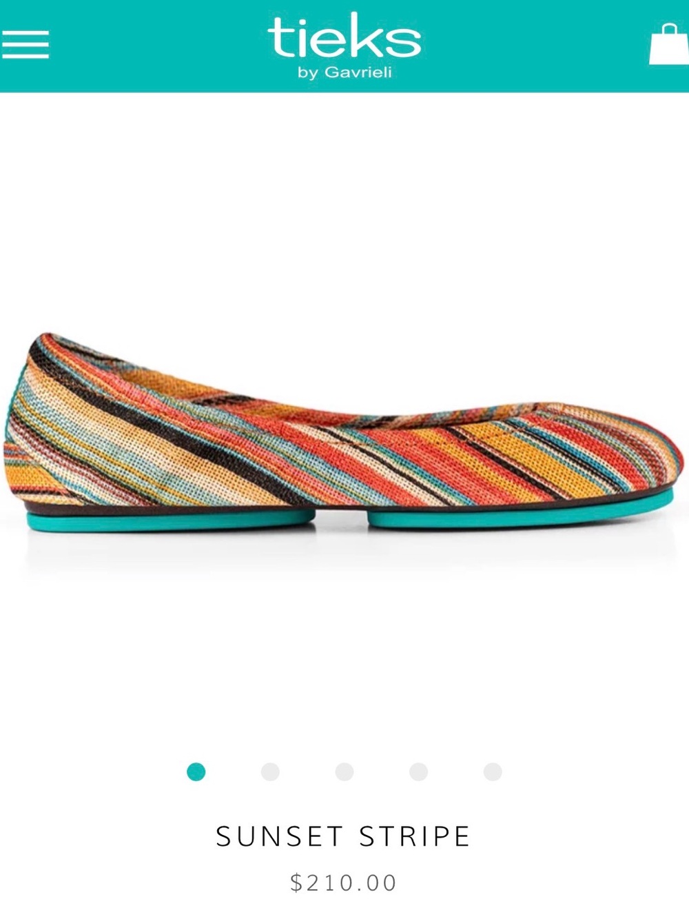 Tieks Sunset Stripe Multicolor Foldable Ballet Flats - Picture 2 of 5